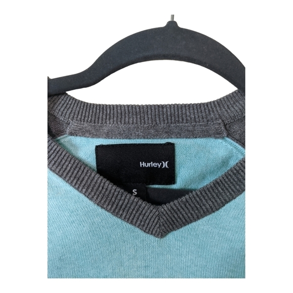 Hurley Cotton Long Sleeve V Neck Pullover Sweater Men's S Blue/Gray - Picture 3 of 6